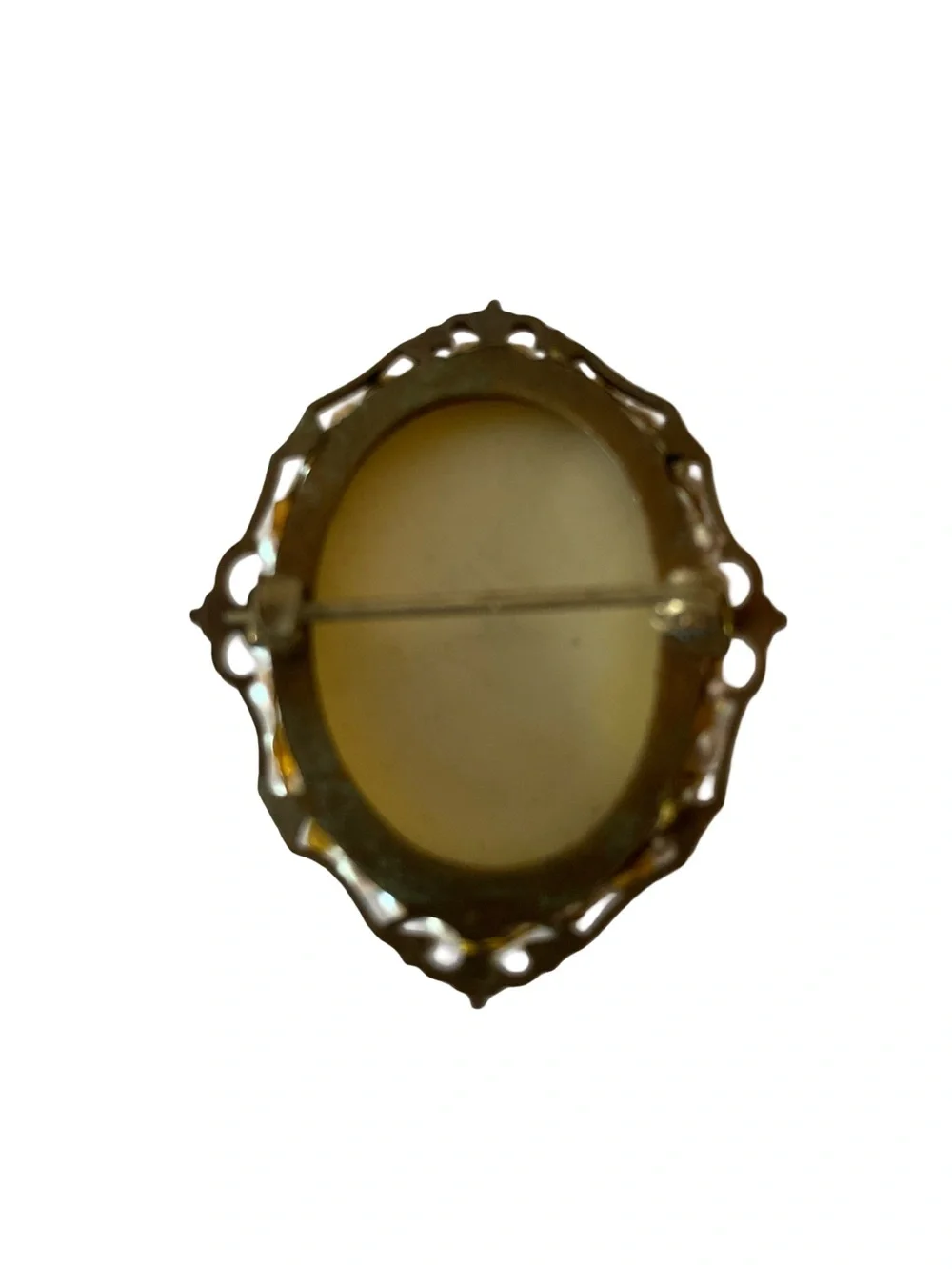 Vintage Estate Cameo Brooch with Pearl Border - Right facing